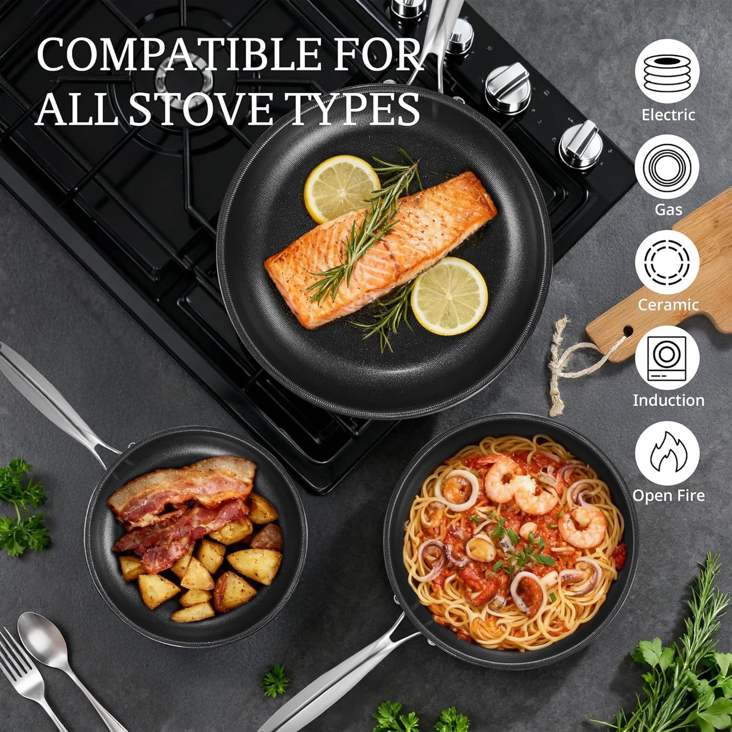 KITEXPERT Nonstick Frying Pan - 12-Inch Titanium Ceramic Skillet, Dishwasher Safe & PFOA Free