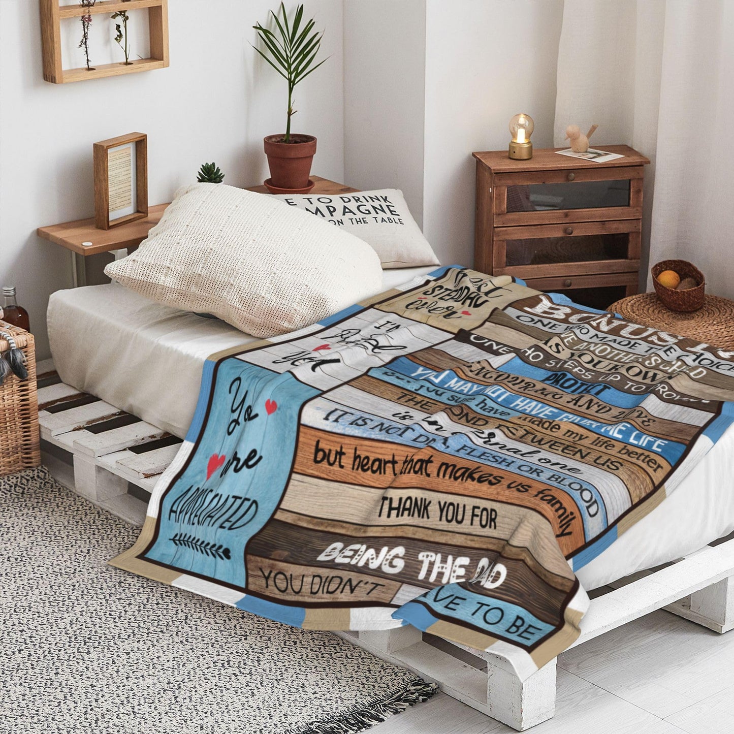 Kieetlan Gifts for Bonus Dad, Cool Bonus Dad Birthday Gifts Idea, Best Gifts for Stepped Dad from Daughter Son, Bonus Dad Father’s Day Blanket 60"X80"