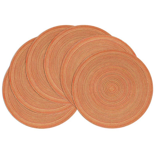 SHACOS Round Braided Placemats Set of 6 Fall Place Mats Washable Polyester 15 inch Round Table Mats for Dining Table Wedding Party Decor (Fall Color Mix, 6)