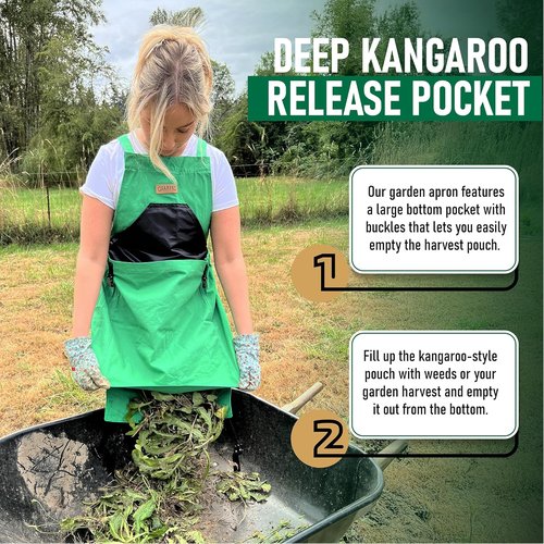 Grampa's Garden Apron - Cross Back Gardening Apron With Pockets | Durable Harvest Apron with Large Kangaroo Pouch