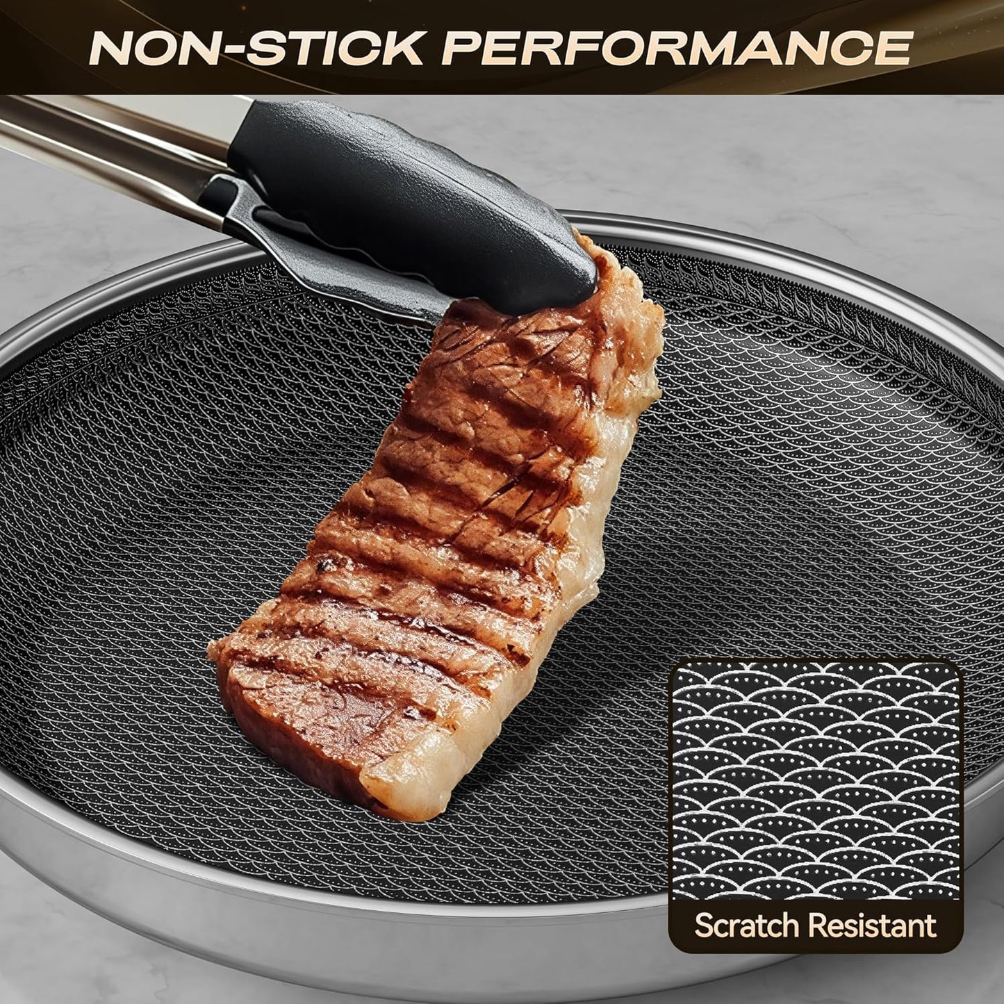 Skiennix Nonstick 9.5 Inch Frying Pan - PFAS-Free, Stay-Cool Handle, Dishwasher-Safe, Oven-Safe Up to 600°F