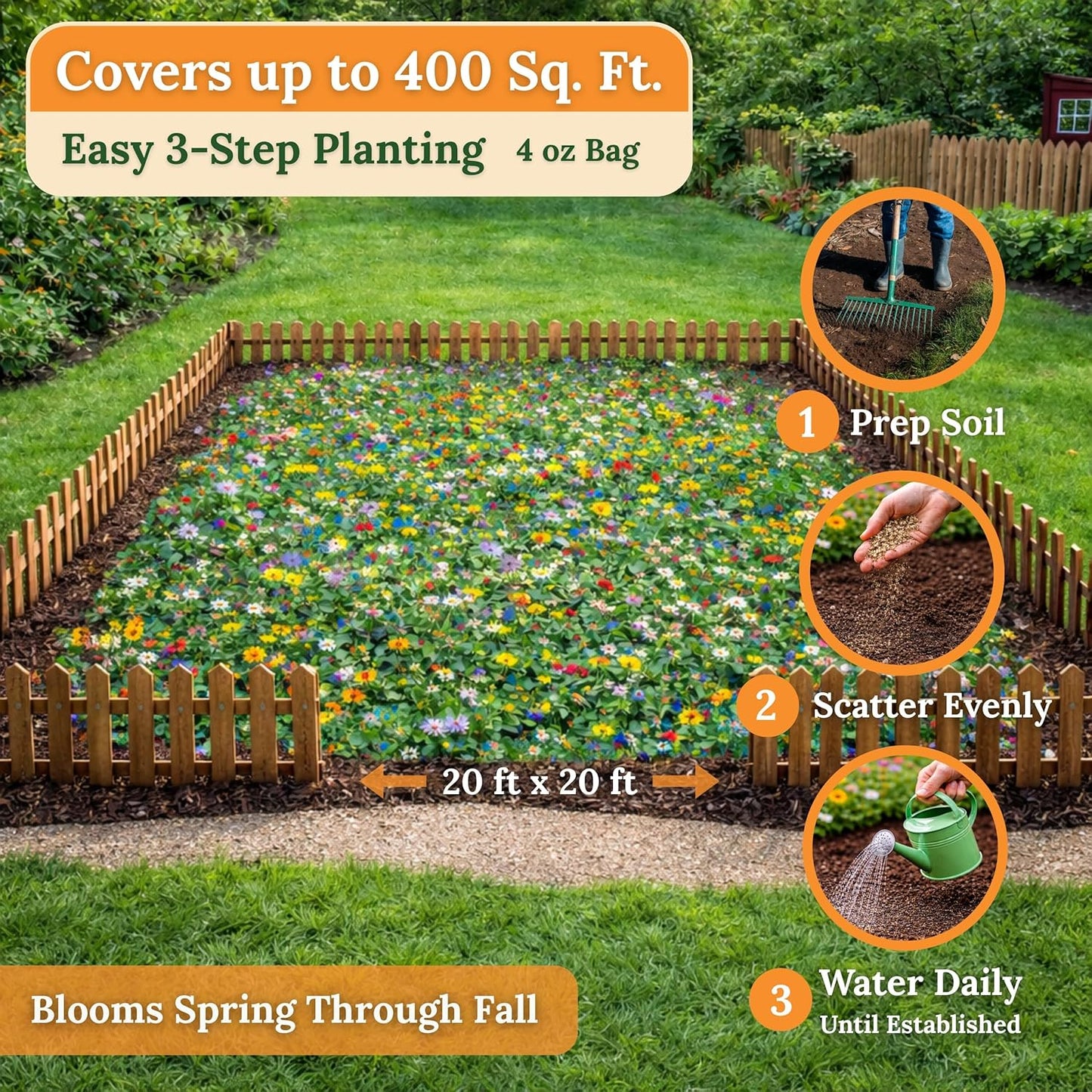 Wildflower Seeds for Bees & Butterflies - 22 Variety Pollinator Mix - 160,000+ Seeds in 4 oz Blend