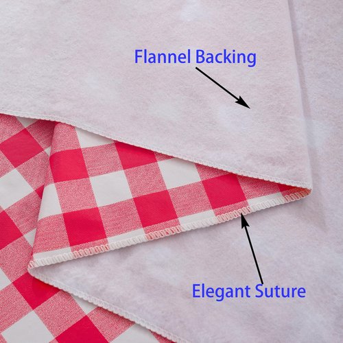 Heavy Duty Vinyl Tablecloth with Flannel Backing Waterproof Oil-Proof Plastic Table Cloth Stain-Resistant Wipeable Rectangle or Square Table Cover for Indoor and Outdoor (Red Checkered, 54x54 Inch)
