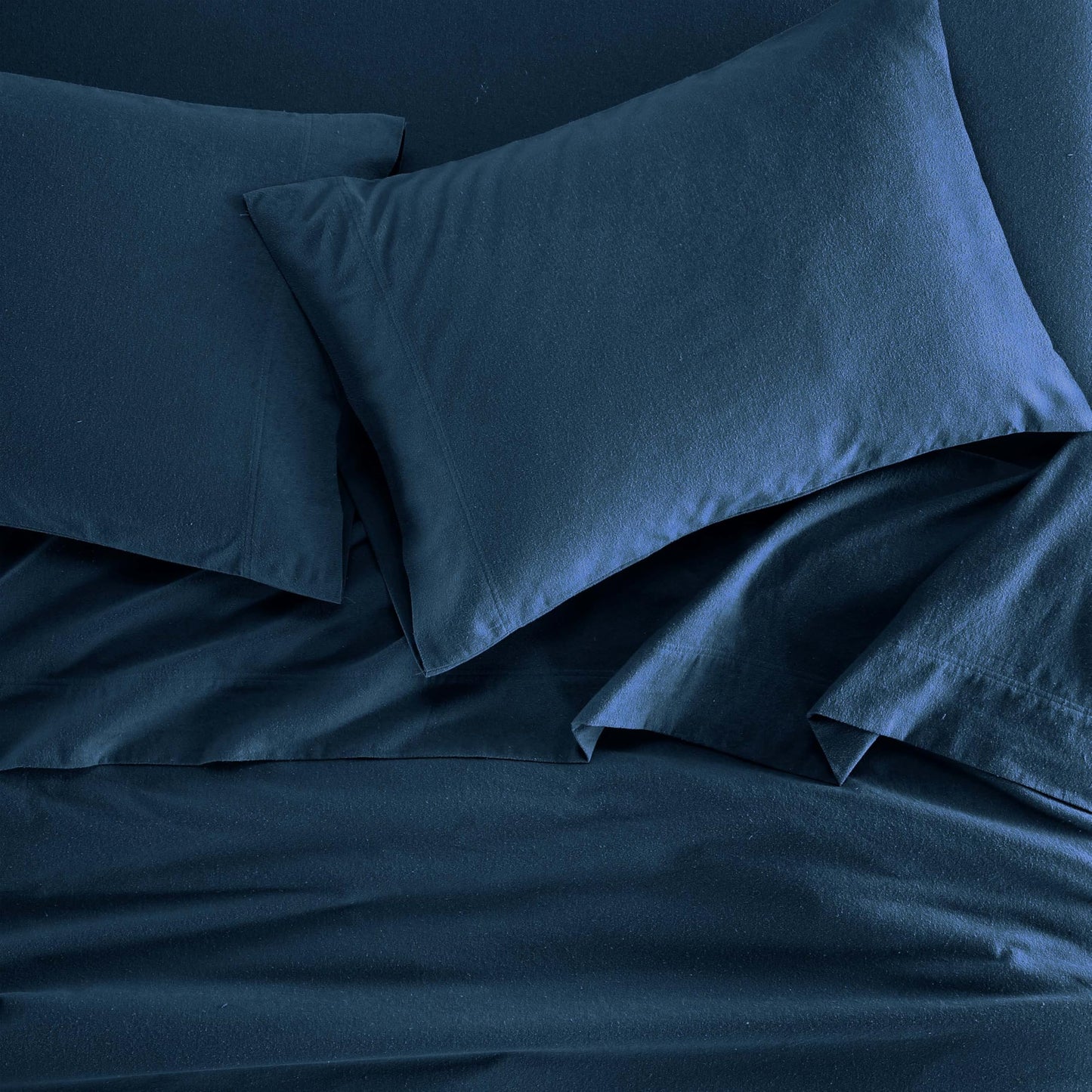 Superior Paisley or Solid Flannel Cotton Sheet Set, Fuzzy Warm Sheets, Traditional Bohemian Bedding, Includes 1 Flat Sheet, 1 Elastic Deep Pocket Fitted Sheet, 1 Pillowcase, Twin XL, Navy Blue
