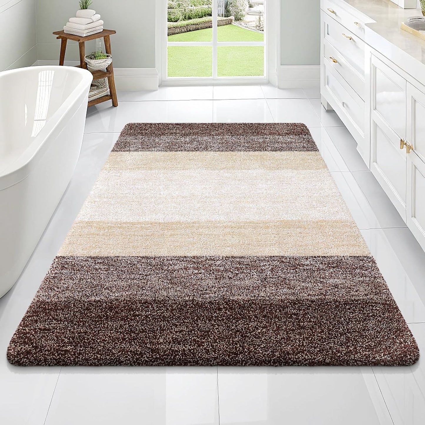 OLANLY Large Bathroom Rugs - Extra Soft Microfiber Mat 70x46 | Quick Dry & Machine Washable, Brown