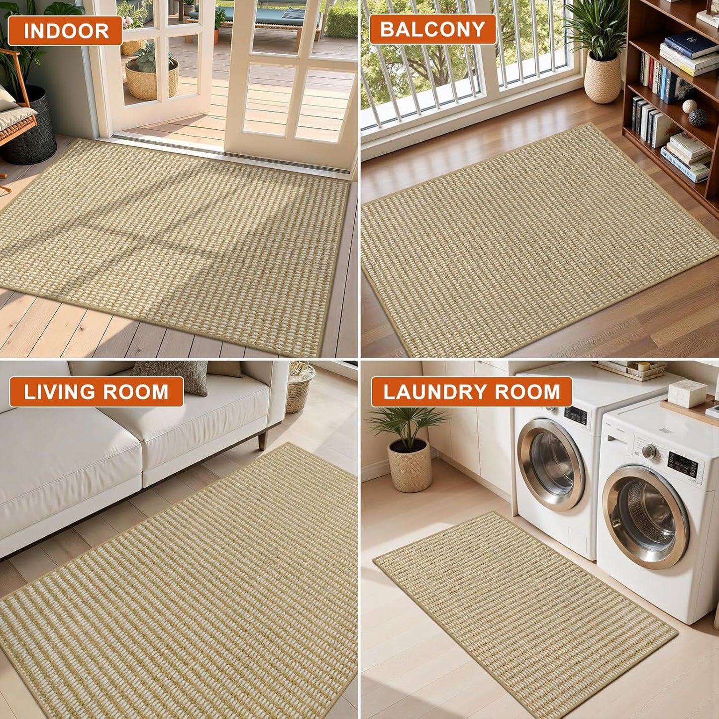 Regine Switzerland Dirt Trapper Door Mat - Non-Slip, Absorbent Indoor Entrance Rug | 20" x 32", Beige White