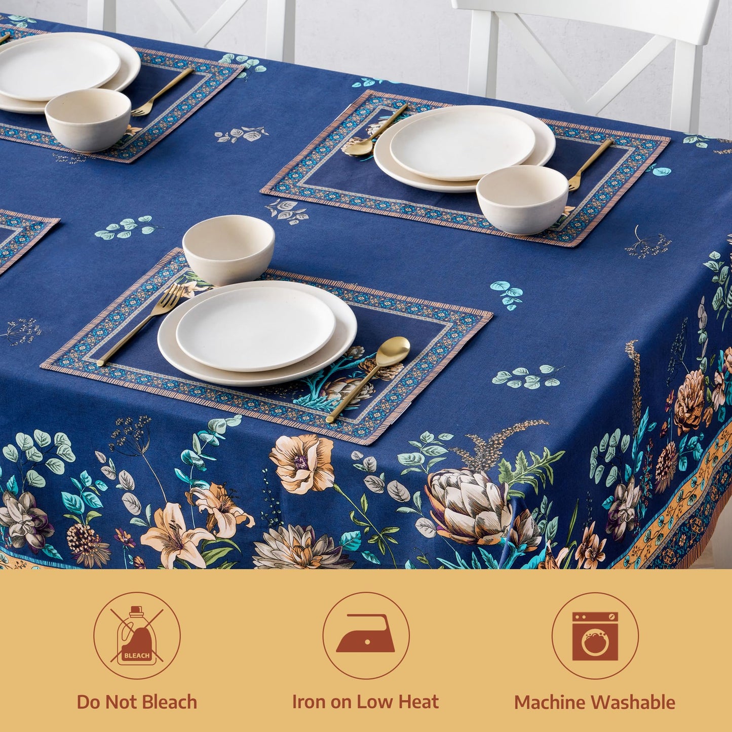 Maison d' Hermine Premium Table Cloth Rectangle Table 100% Combed Cotton 108 x 70 Inches Tablecloth Reusable Decorative for Dining Room, Farmhouse, Home, Party, Festive & Wedding - Artichoke