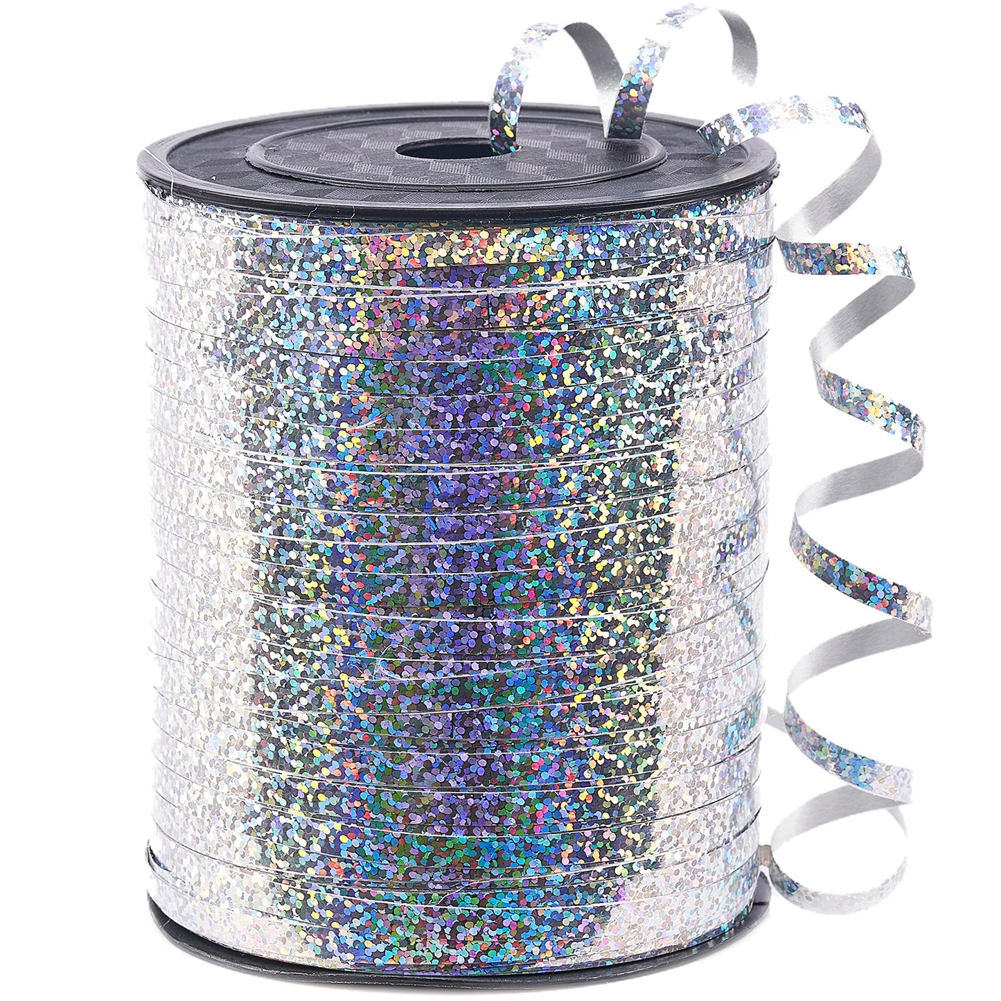 PartyWoo Silver Curling Ribbon, 500 Yard for Crafts, Iridescent Crimped, Shiny Metallic for Gift Wrapping, Balloons String, Hair, Florist Flower (1 Roll)
