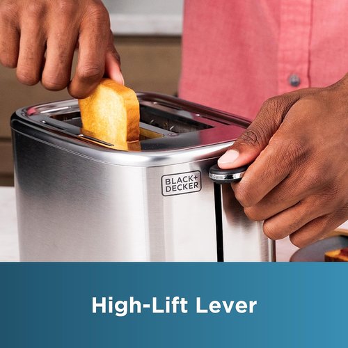 BLACK+DECKER® 2-Slice Toaster - Extra-Wide Slots for Bagels & 7 Toast Shade Settings, Stainless Steel Finish