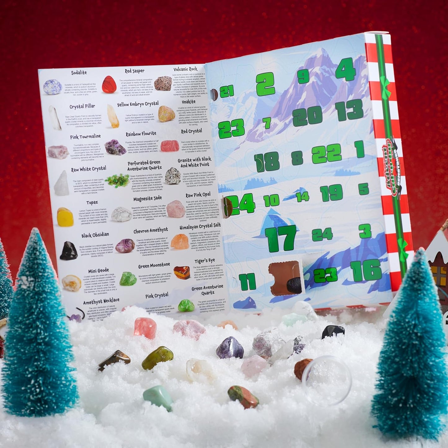 JOYIN Christmas Advent Calendar 2025 - 24 Days of Gemstones Countdown for Kids | Fun Xmas Party Favors