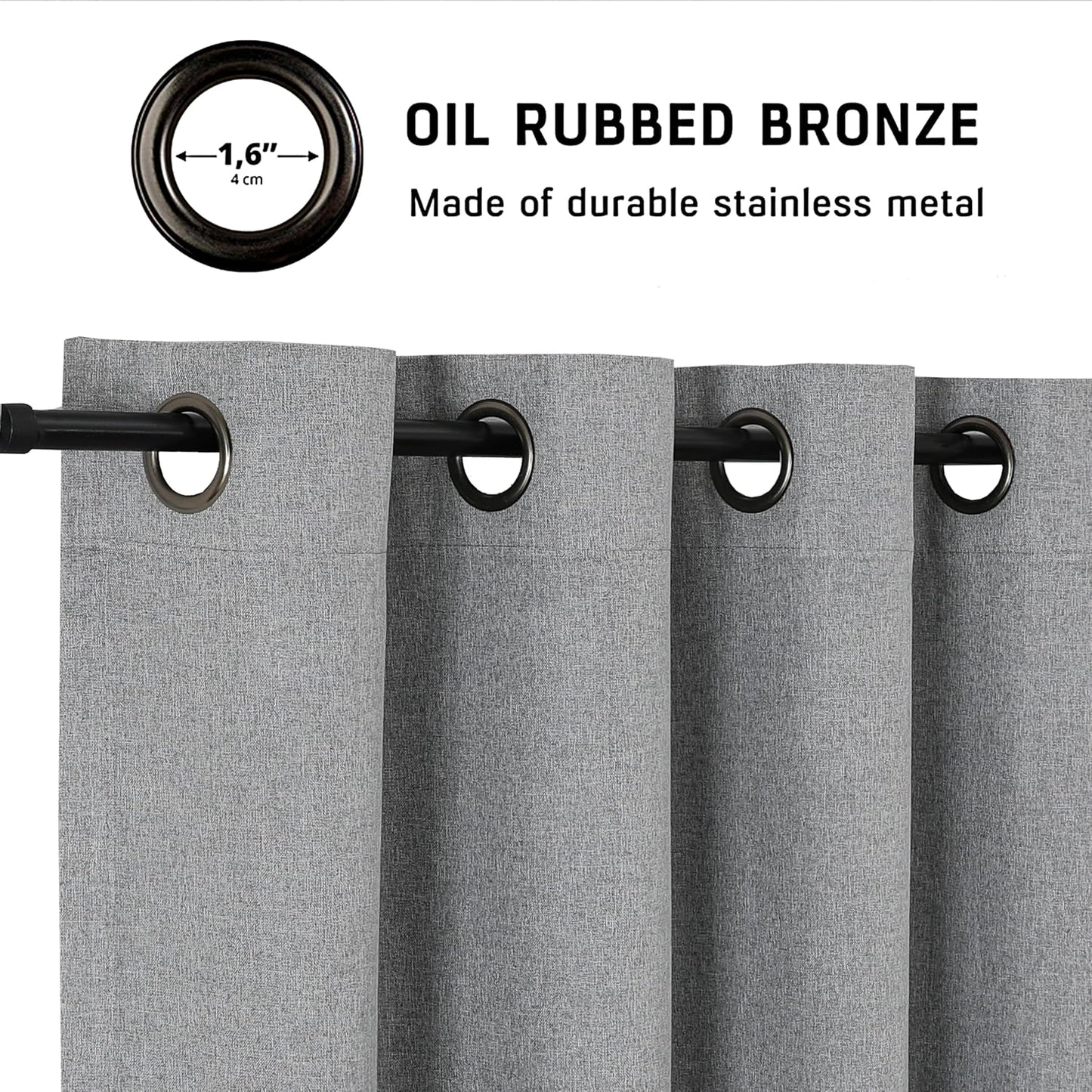 THOOO Blackout Curtains - 100% Natural Linen, Thermal Insulated, 84 Inches Long | Dark Grey, 2 Panels for Bedroom & Living Room