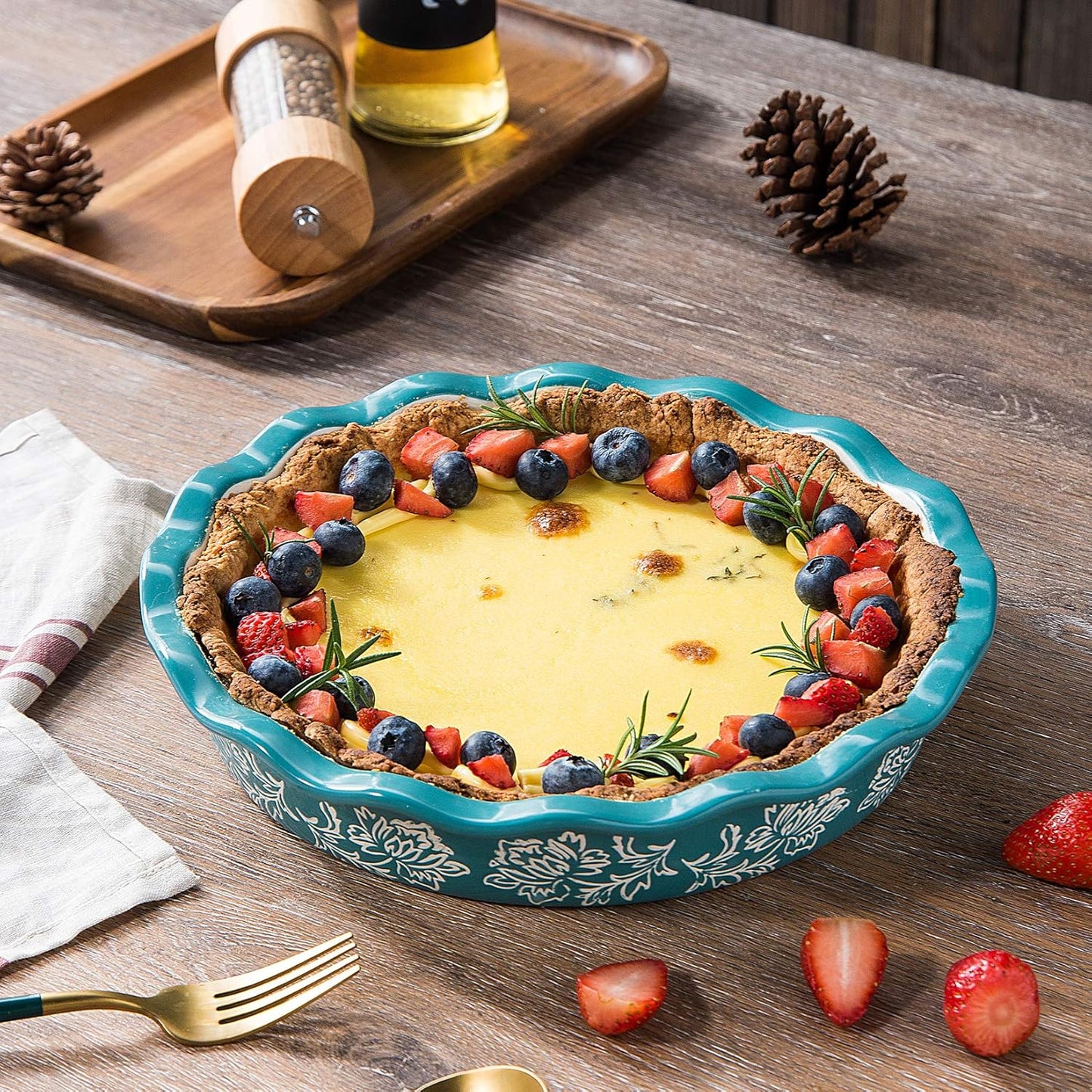 Wisenvoy Ceramic Pie Pan - Non-Stick Deep Dish Baking Dish | Perfect for Delicious Pies
