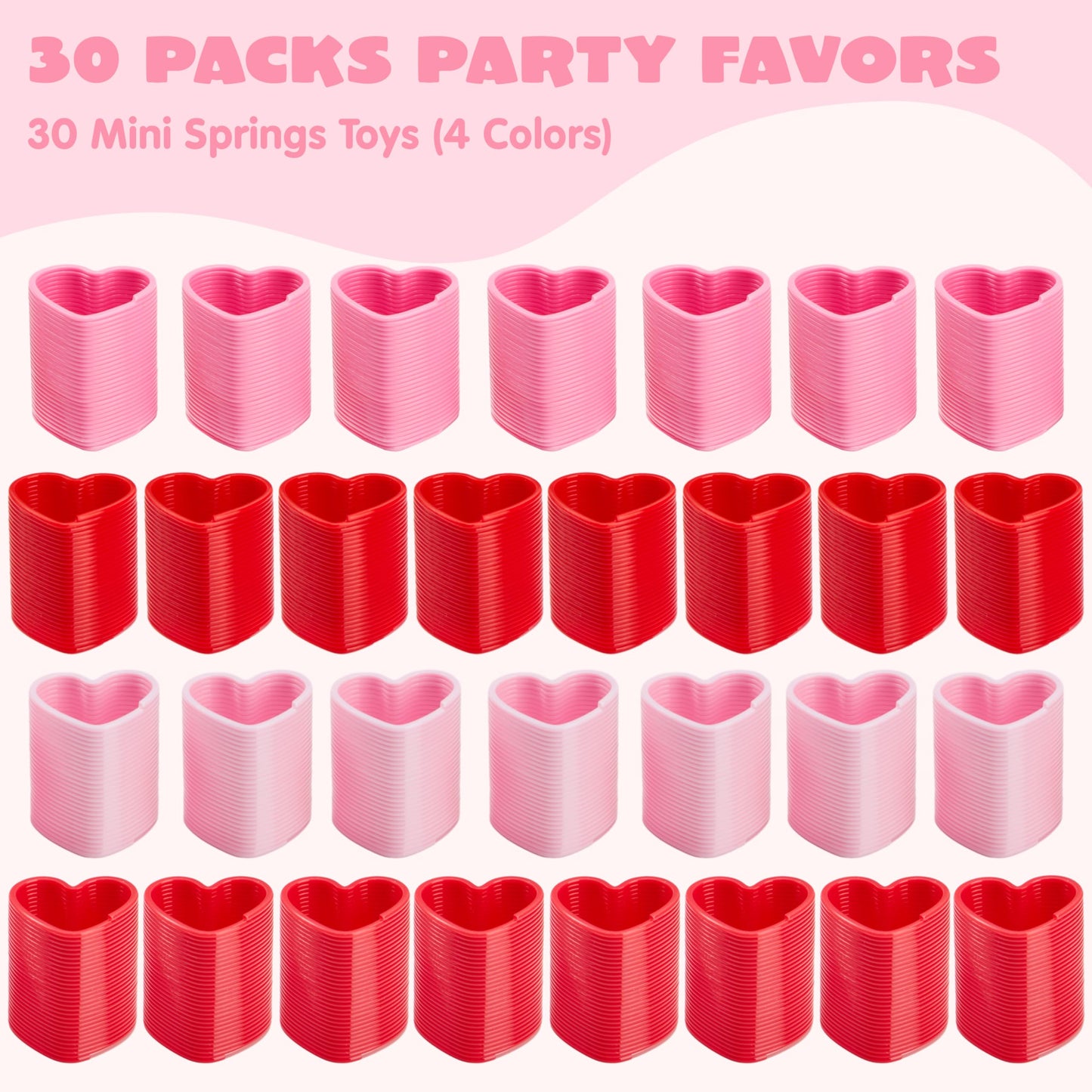 JOYIN 30 Packs Valentine’s Day Party Favors with Mini Springs Toys, Multi-Color Heart Coil Springs Toys, Stress Relief Fidget Toys for Kids Classroom Exchange, School Prize and Goodie Bag Stuffers