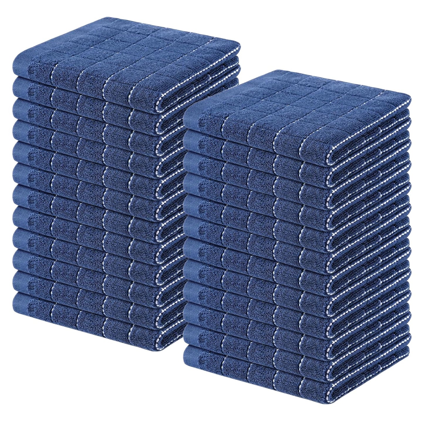 Homaxy 100% Cotton Terry Kitchen Dish Cloths, Ultra Soft and Absorbent Dish Towels for Kitchen, Suitable for Drying and Washing Dishes, 24 Pack, 12 x 12 Inches, Navy Blue
