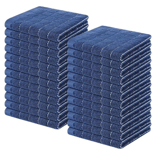 Homaxy 100% Cotton Terry Kitchen Dish Cloths, Ultra Soft and Absorbent Dish Towels for Kitchen, Suitable for Drying and Washing Dishes, 24 Pack, 12 x 12 Inches, Navy Blue
