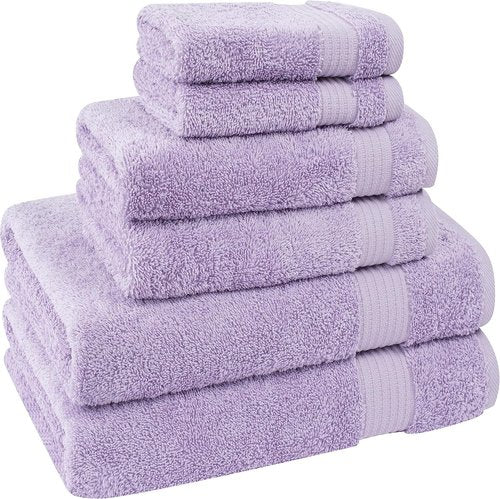 Cotton Paradise 6-Piece Towel Set - 100% Soft Absorbent Turkish Towels in Lilac | 2 Bath, 2 Hand, 2 Washcloths