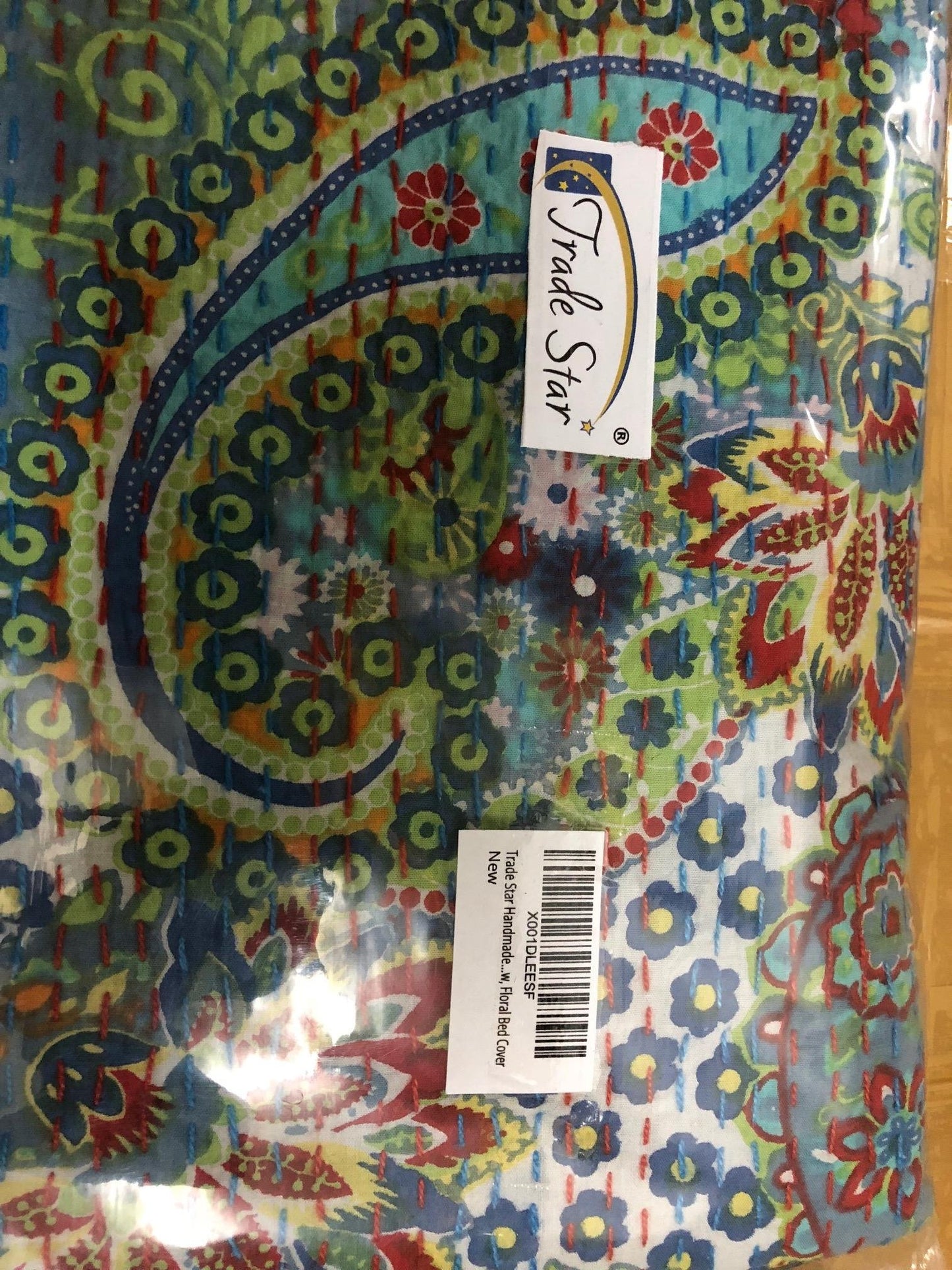 Trade Star Handmade Paisley Printed Quilt Twin Size Kantha Bedding Indian 100% Cotton Bedspread Bohemian Throw Floral Bed Cover for Home Decor