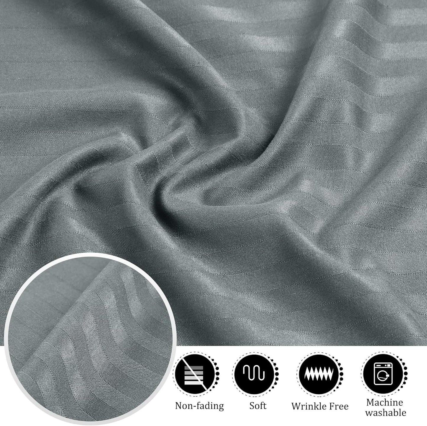 PiccoCasa Striped Dark Gray Pillow Cases - Soft Microfiber Standard Size Set of 2 | 20x26 Inch, Breathable Design