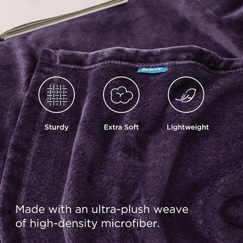 Bedsure GentleSoft Fleece Bed Blanket - Oversized Cozy Luxury Microfiber in Purple, 120x120 Inches