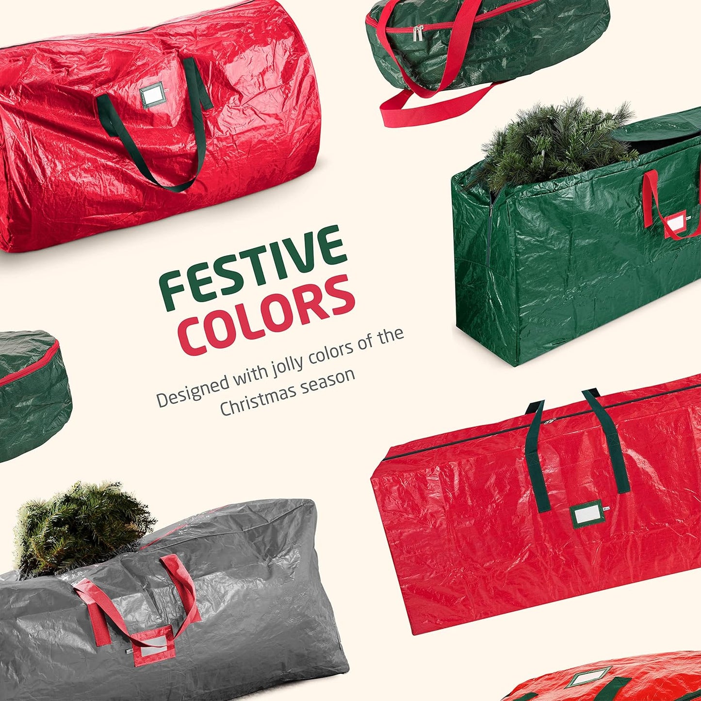 Zober Christmas Tree Storage Bag | Fits 9 Ft Artificial Trees - Waterproof & Durable - Green (Pack of 2)