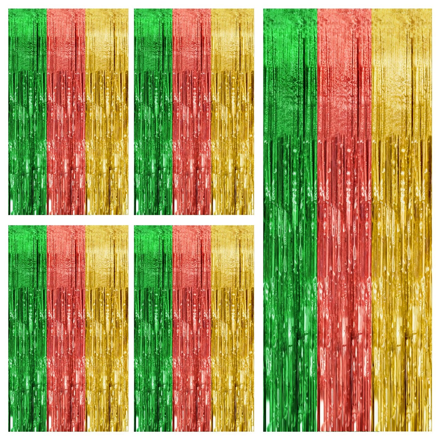 5 Pack Hawaii Backdrop Party Decorations Tinsel Curtain Summer Party Streamer Foil Fringe Birthday Decorations Photo Booth Vibrant Theme Christmas Beach Baby Shower Graduation Decor