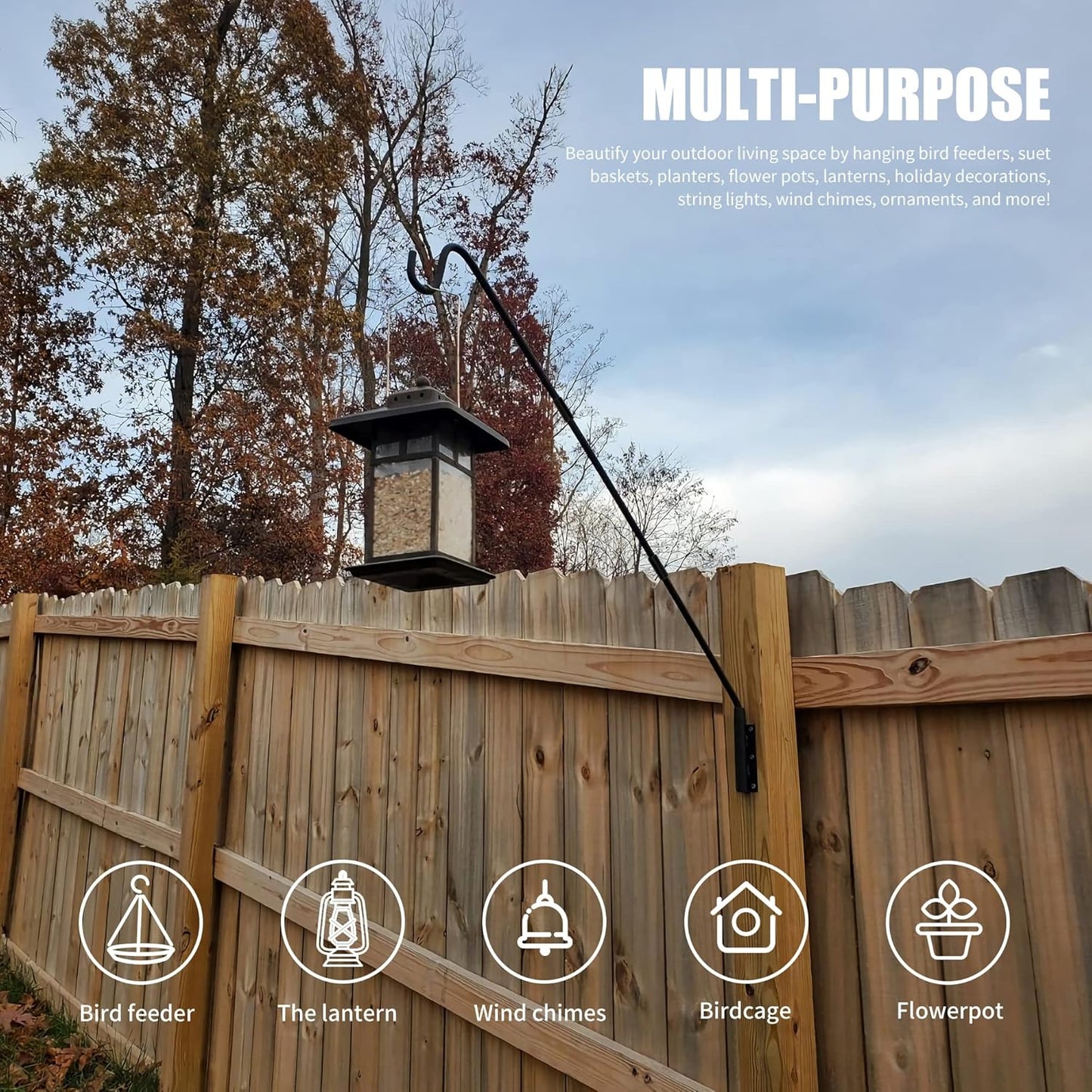 Juegoal Heavy Duty Deck Hook - 25" or 36" Wall Mounted Plant Bracket for Bird Feeders & Lanterns