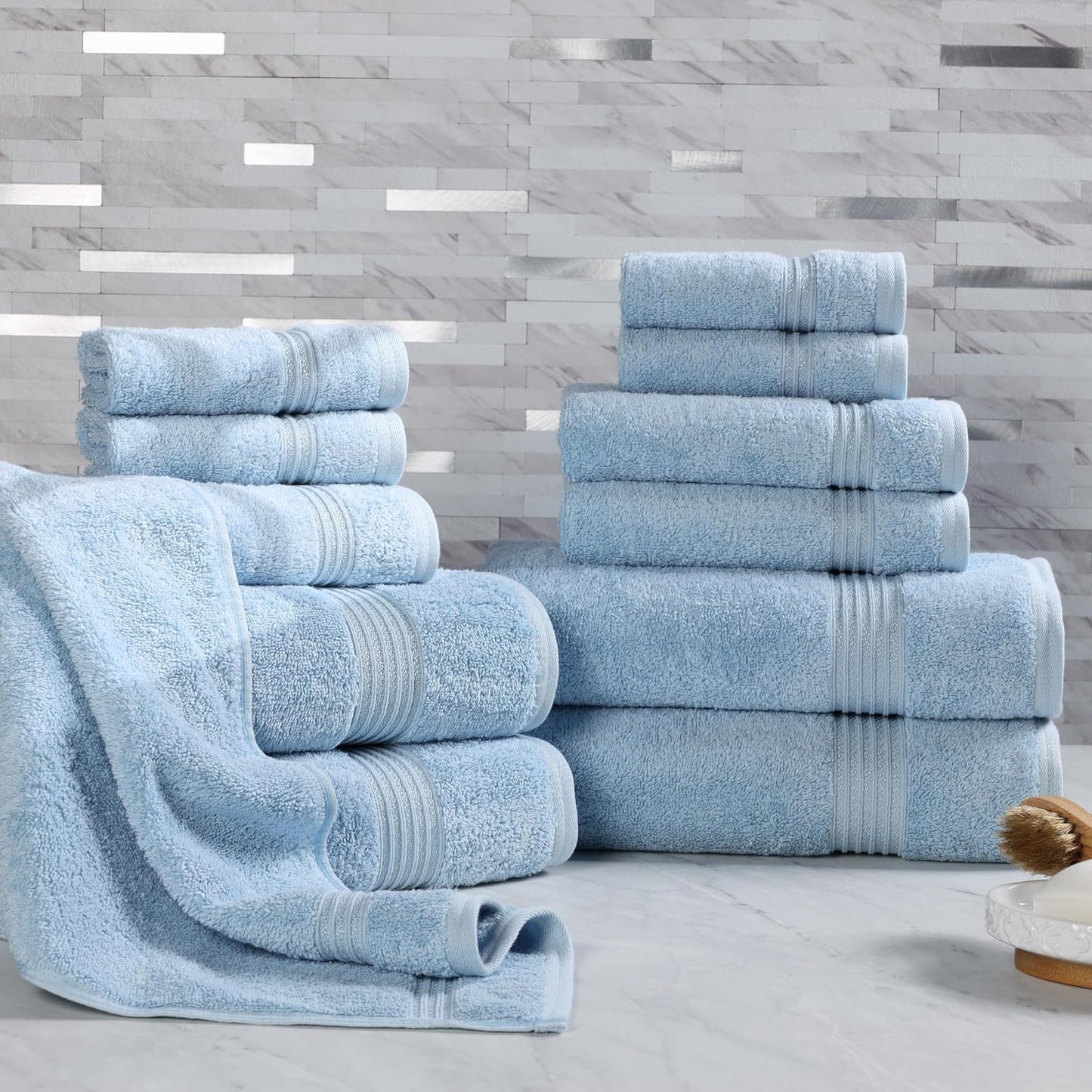 Superior Egyptian Cotton 6-Piece Towel Set, Bathroom Essentials, Towels For Bathroom, Apartment, Airbnb, Guest Bath, Face, Hand, Bath Towels, Washcloths, Absorbent, Fast Drying, Royal Purple