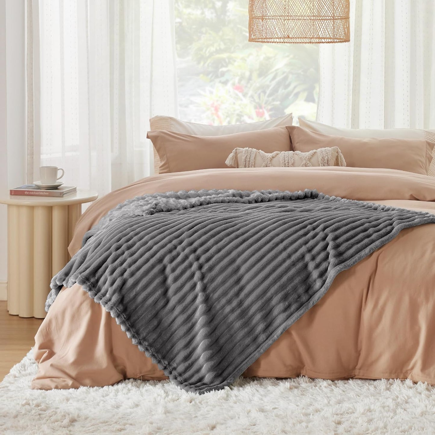 Bedsure GentleSoft Twin Blanket - Cozy Frost Gray Throw for Women & Girls, 66x90 Inches