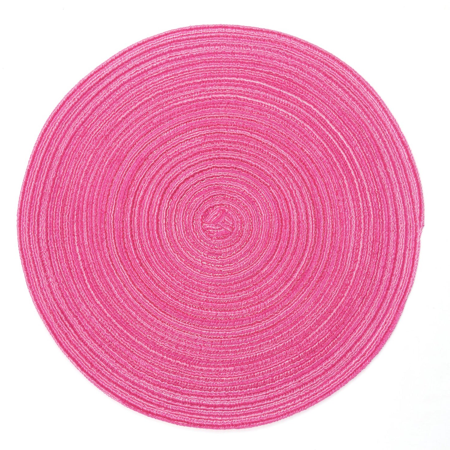 SHACOS Round Placemats Set of 4 Round Table Placemats Braided Cotton Place Mats 15 inch for Kitchen Dining Table Holiday Party (Hot Pink, 4)