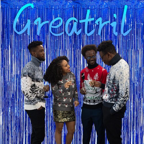 Dark Blue Tinsel Backdrop Streamers - GREATRIL Party Streamers Backdrop Foil Fringe Curtains for Birthday Royal Boys Men Decorations - 1m x 2.5m - Pack of 2