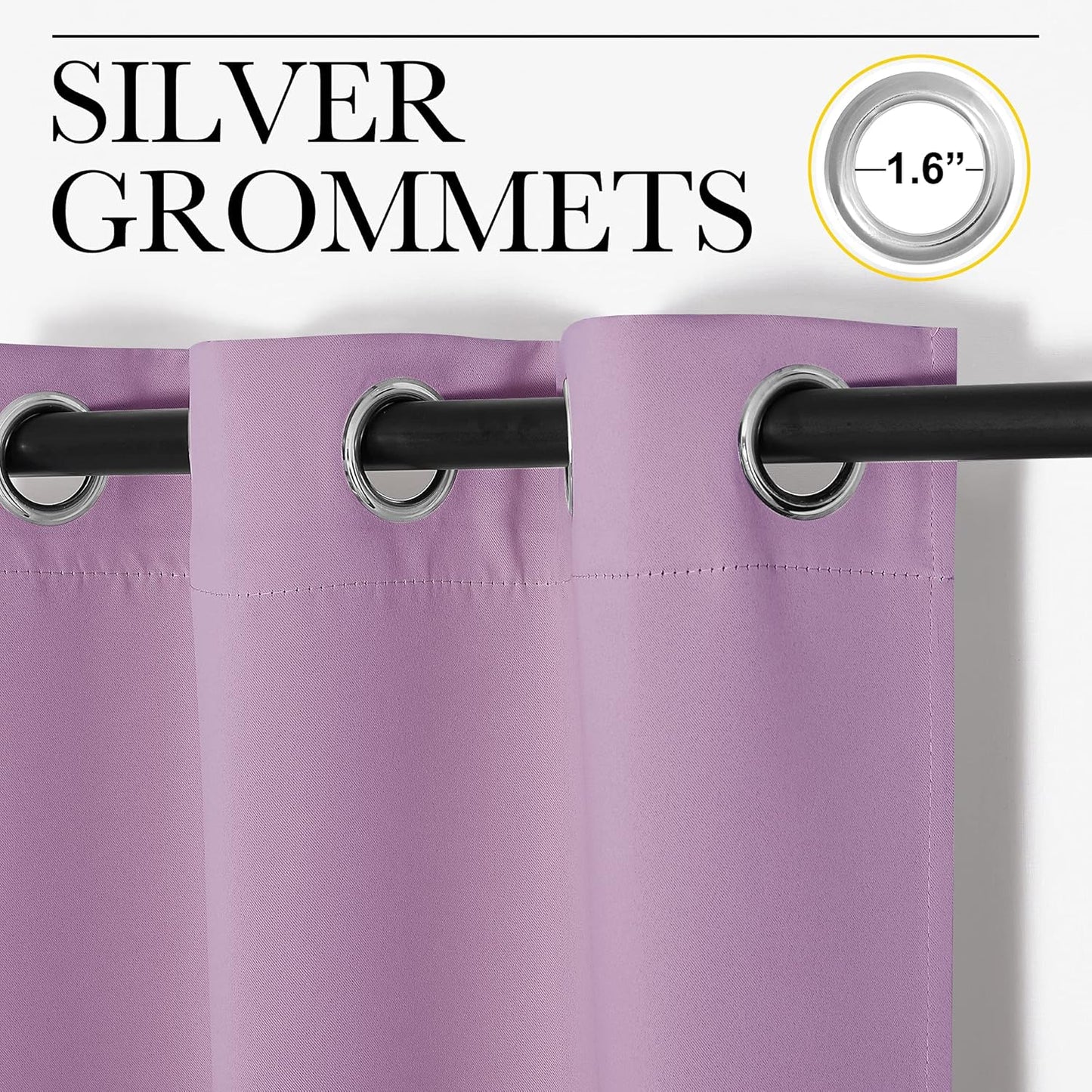 NICETOWN Room Darkening Drapes - Light Blocking Curtain Panels for Nursery & Bedroom | Soft Lilac Fabric, 42" x 95" (1 Pair)