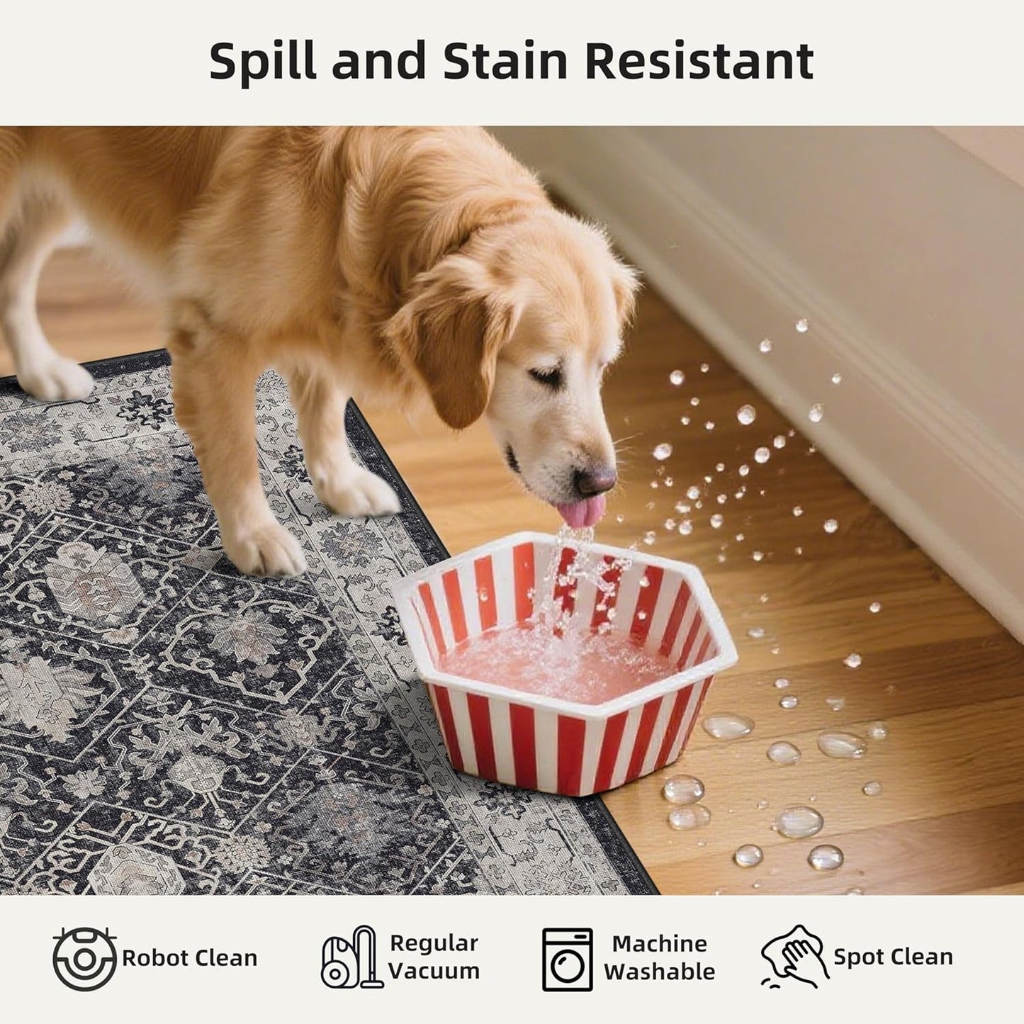 Skiennix Kitchen Sink Rugs Set of 2 - Washable Non-Slip Mats for High Traffic Areas | Black 2x3 & 2x4