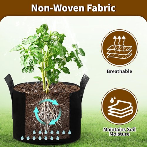 Grow Bags by [Brand Name] | 1 Gallon Heavy Duty 300g Nonwoven Fabric Pots - Breathable & Reinforced Handles - Black (6 Pack)