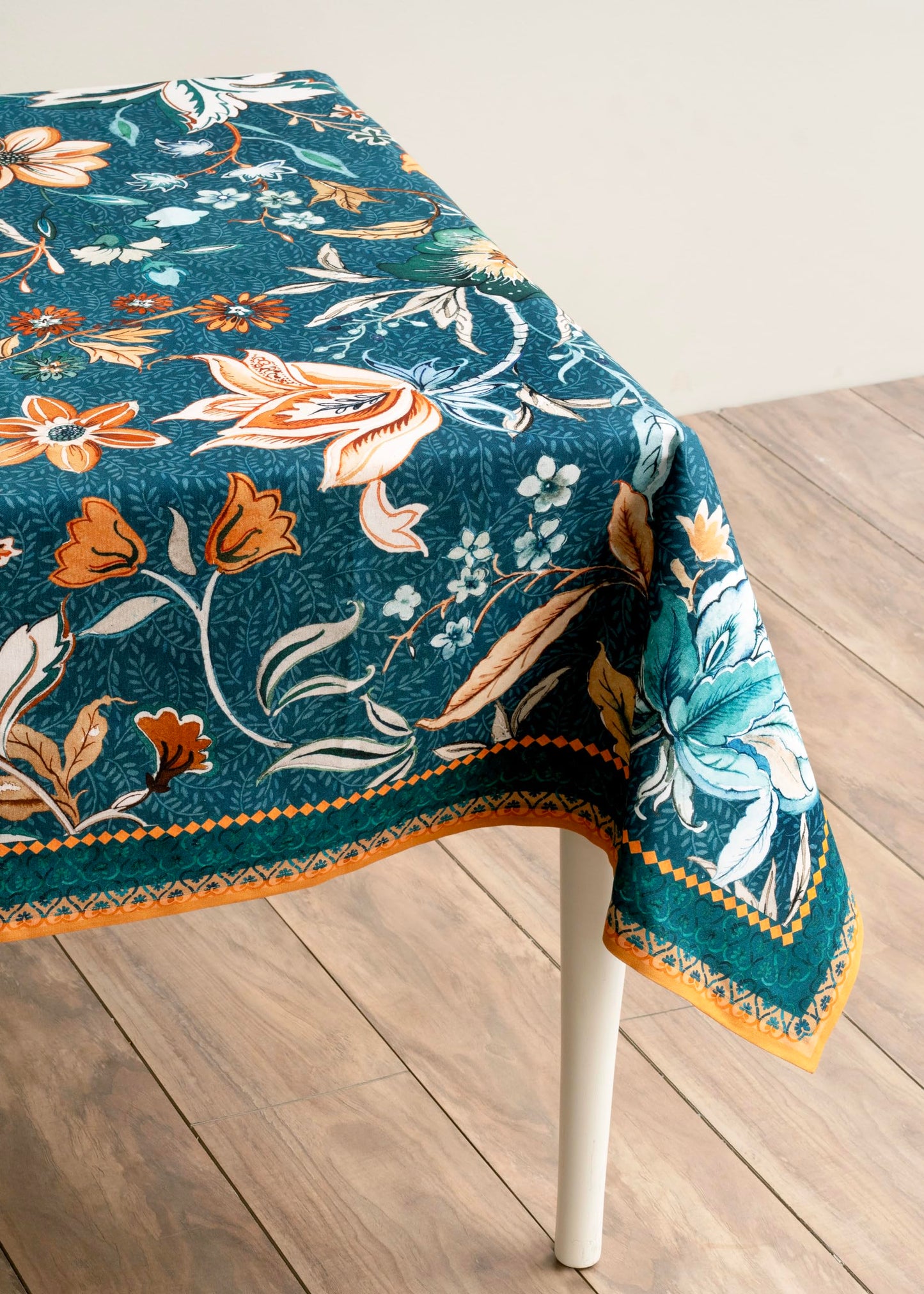 Maison d' Hermine Table Cloth Rectangle Table 100% Cotton 60 x 108 Inches Fall Tablecloth Reusable Everyday Use for Thanksgiving Christmas Decorations Dining Farmhouse Party (Luxury Loft - Dark Teal)