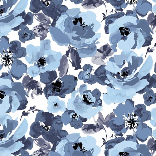 Arden Outdoor Patio Dining Chair Cushions - 2-Pack, Rain-Proof & Fade-Resistant, Blue Floral 20x44