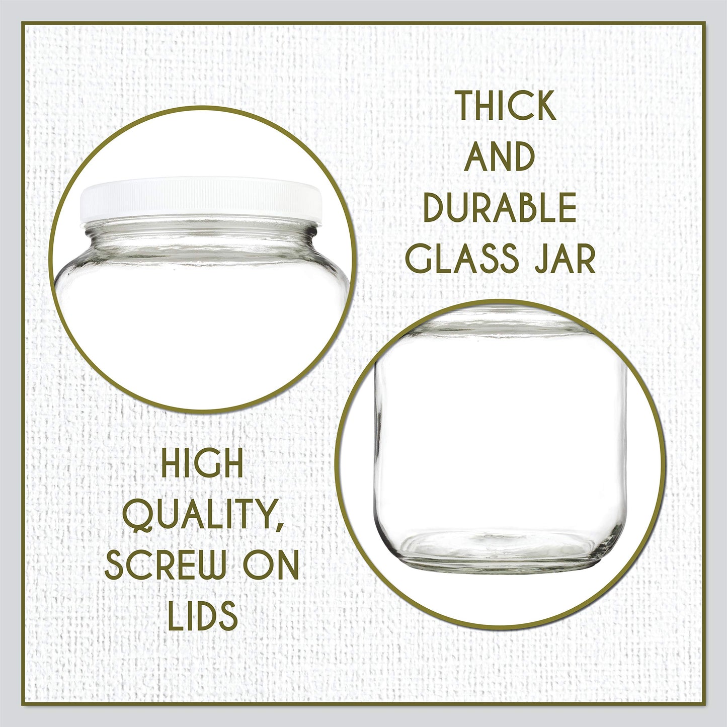 kitchentoolz Sourdough Starter Jar - Large Glass Wide Mouth Mason Jar for Storing Sour Dough Bread Starter with Cloth and Lid - Half Gallon - Made in USA