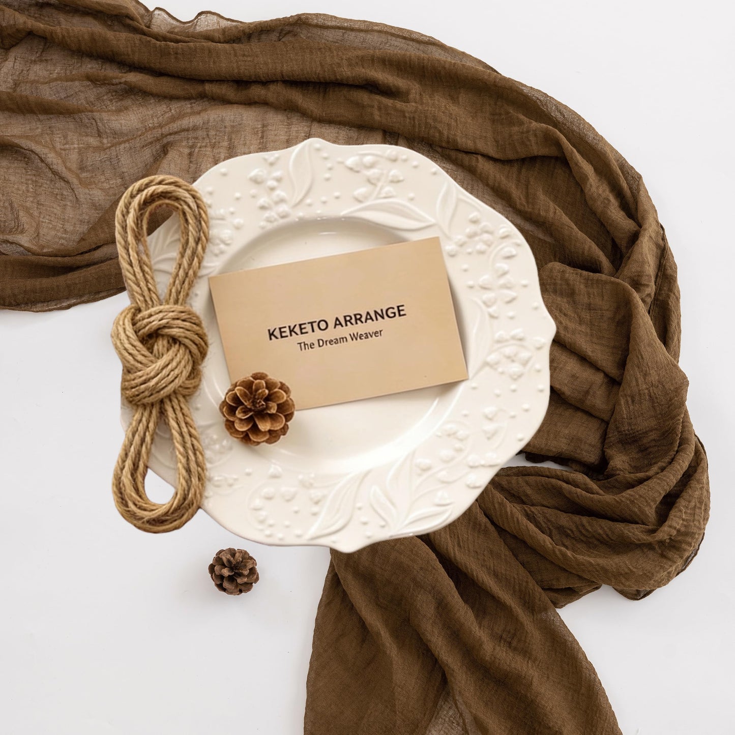 Keketoarrange 10pcs Coffee Gauze Rustic Tan Cheesecloth Table Runner 120 Inch 10 FT for Wedding Baby Shower Bridal Shower Birthday Engagement Garden Outdoor Party Long Sheer Boho Decorations