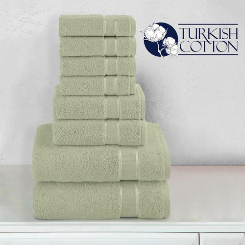 Elegant Comfort Premium Cotton Towel Set - 8-Piece Highly Absorbent Turkish Cotton | Mint Green