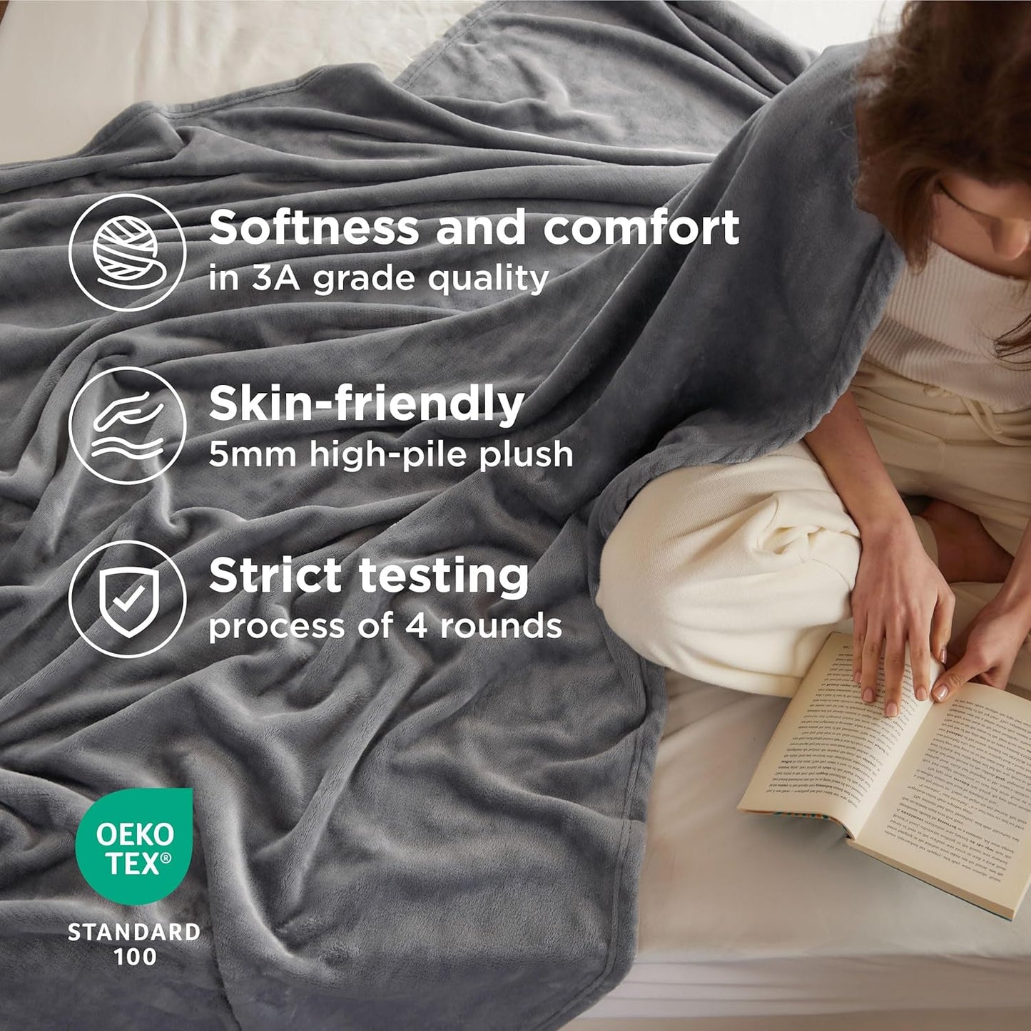 Bedsure GentleSoft Fleece Throw Blanket - Cozy Lightweight Plush Grey Sofa Blanket, 50x60 Inches