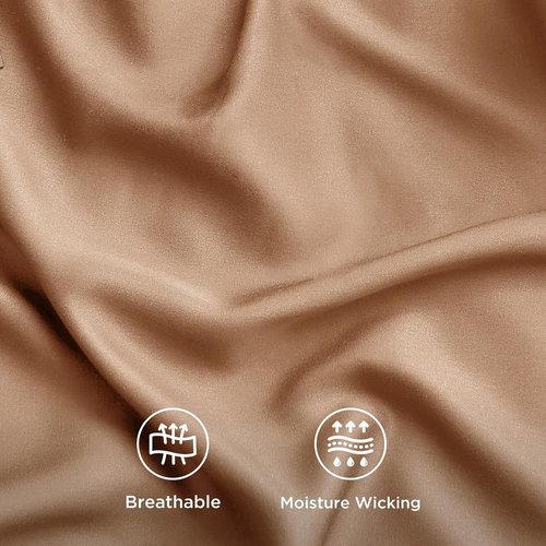 Bedsure Cooling Twin XL Sheets - Breathable & Soft Rayon from Bamboo | Deep Pocket Up to 16 Inches, Khaki
