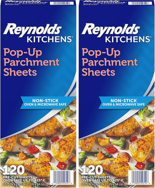 Reynolds Kitchens Parchment Paper Sheets - 120 Count | 10.7x13.75 Inch, Non-Stick & Convenient