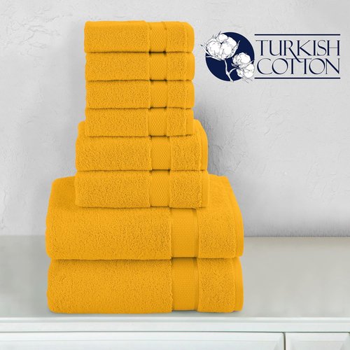 Elegant Comfort Premium Cotton Towel Set - 8-Piece Highly Absorbent 100% Turkish Cotton | Soft Bath, Hand & Washcloths