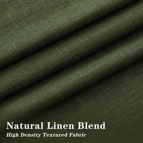 IVAPUPU Linen Pinch Pleated Blackout Curtains for Bedroom - Full Black Out Green Curtains 84 Inch Long 2 Panel for Living Room Darkening Thermal Window Curtain Drapes for Christmas Decor