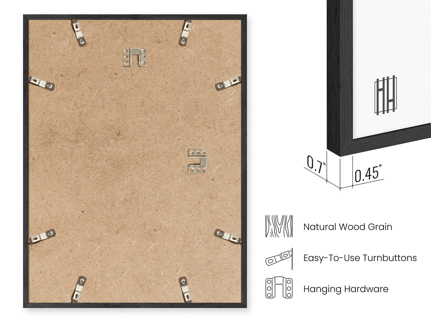 HAUS AND HUES 12"x16" Black Oak Wood Frames - Basic Black Poster Frame, 12 x 16 Poster Frame, Black Poster Frame, Frame for Poster, Frame for Wall Art, 12x16 Poster Frame, 12x16 Black Frame