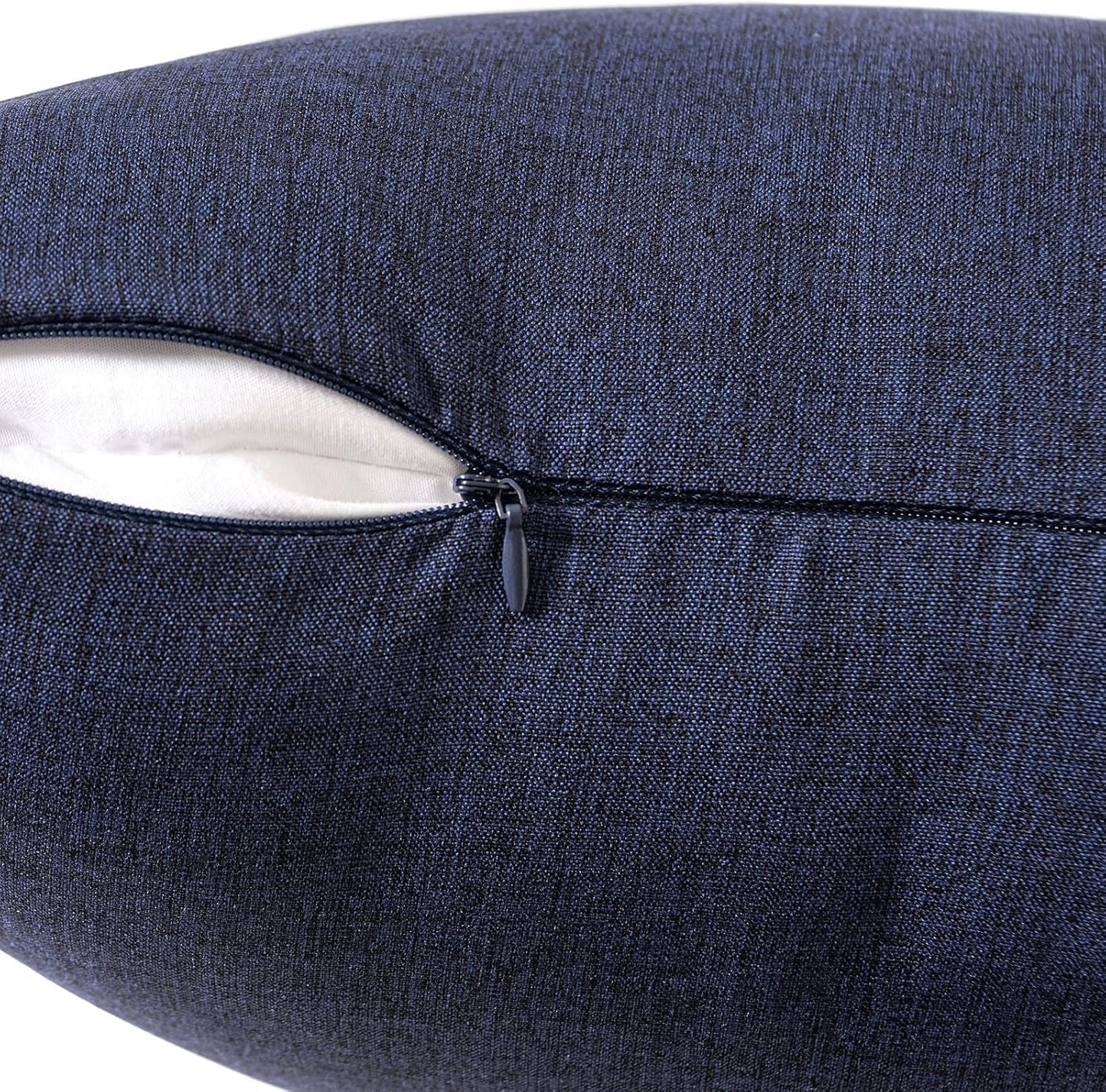 MIULEE Decorative Outdoor Throw Pillow Covers - Waterproof Faux Linen Cushion Cases | 24x24 Inch Navy, Set of 2