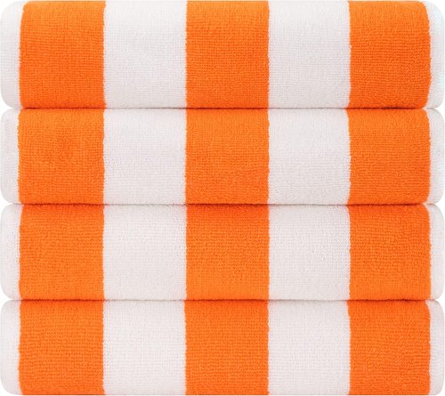 Cotton Paradise Beach Towels - Extra Large 30x60 Inches, Soft & Quick Dry, 4-Pack in Orange
