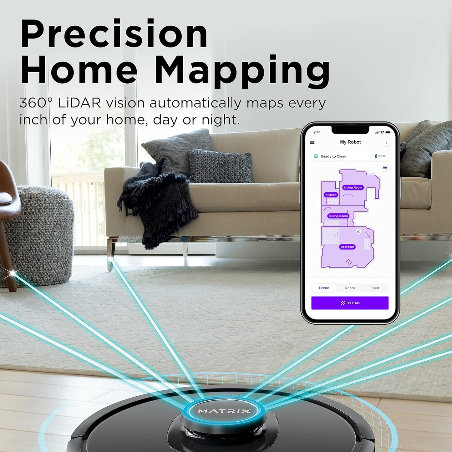 Shark RV2310 Robot Vacuum - Self-Cleaning Brushroll for Pet Hair | Wi-Fi Precision Mapping, Black/Silver