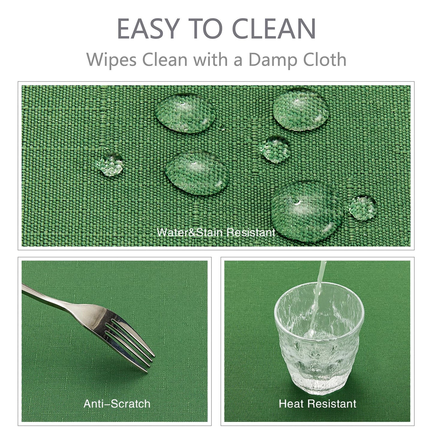 Veblandy Rectangle Tablecloth Waterproof 52x70 inch Linen Textured Table Cloth Stain and Wrinkle Resistant Washable, Decorative Fabric Table Cover for Dining, Party and Camping, Green