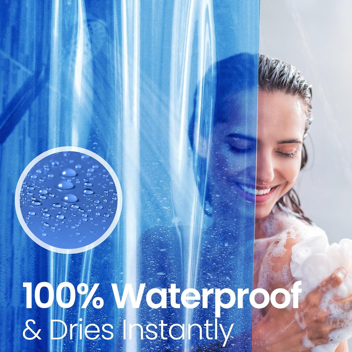 LiBa Premium PEVA Shower Curtain Liner - Non-Toxic Waterproof Design with Rust-Proof Grommets | 72x72 Inches, Blue Clear