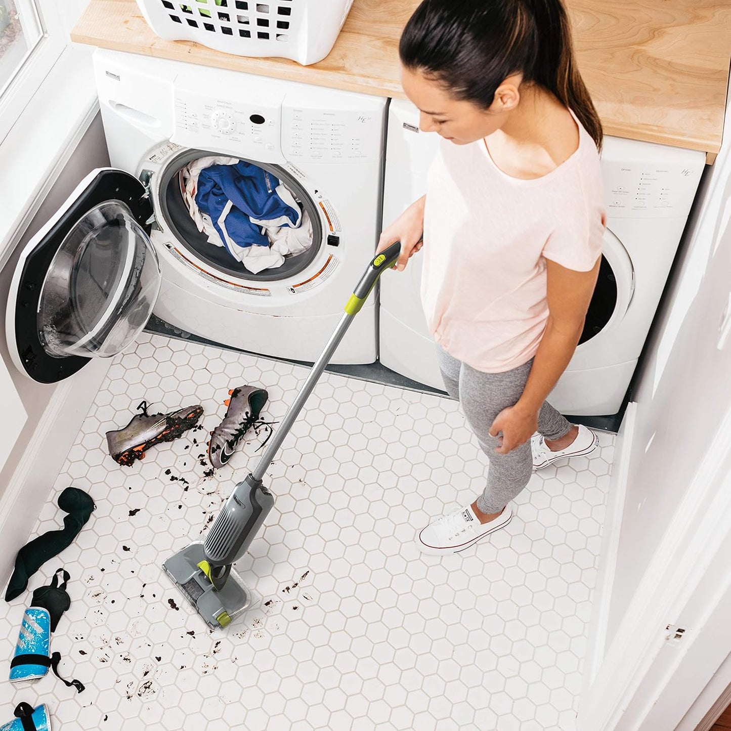 Shark VM252P10 VACMOP Pro Cordless Hard Floor Vacuum Mop - LED Headlights, 12 Pads & 12 oz Solution | Charcoal Gray